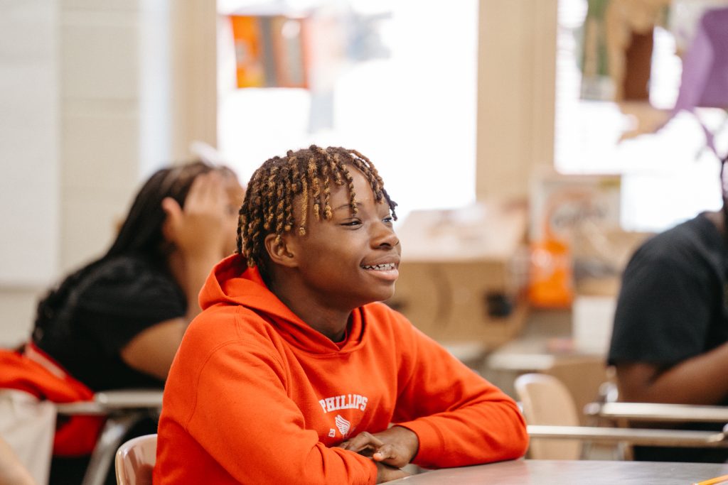 Breakthrough Birmingham scholars working together in a summer classroom